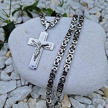 Чоловічий набір цепочок 60 см * 6 мм + хрест з нержавіючої сталі | Ювелирна біжутерія Stainles Steel, фото 2