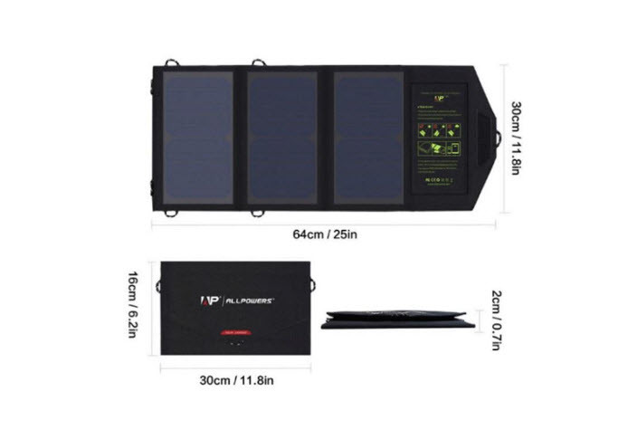 Сонячна панель портативна Allpowers 21 W (AP-SP5V21W) 21Вт/5В  для гаджетів 2 USB порти