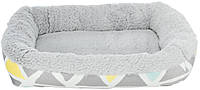 Лежак с бортиком Sunny, плюш, 38 х 7 х 25 см, разноцветный/серый