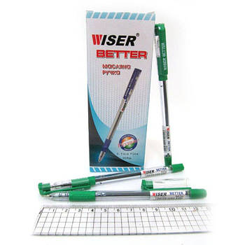 Ручка масляная Wiser "Better"с грипом зеленая 12 шт. в уп. BETTER-GR