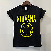 Футболка черная LOYS рок NIRVANA yellow smile