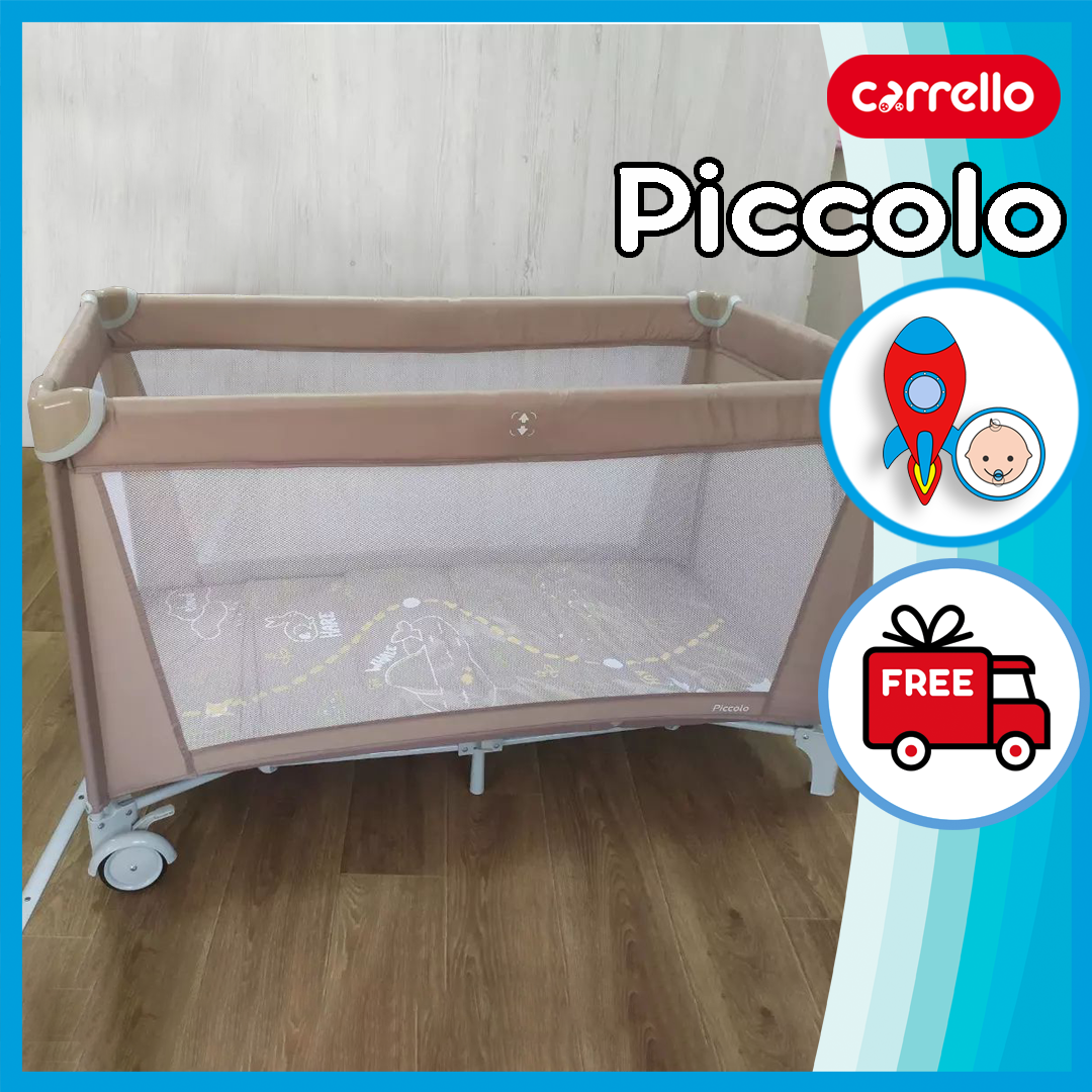 Дитячий ігровий манеж Carrello Piccolo, дорожня сумка, матрацик, дверцята на блискавці, складаний, 125х65х79