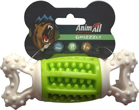 Іграшка для собак AnimAll GrizZzly Кістка-зубочистка 14,2х5,7x4,7см зелено-біла