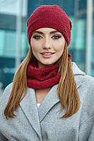 Комплект «Шарлотта» (шапка и шарф-хомут) бордовый