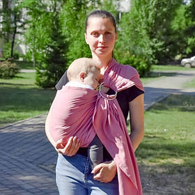Всесезонний безпечний слінг з кільцями для малюків 0 - 36 місяців Малишастік Рожевий