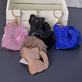 Брелок - пушок "Котик з камінчиками", мікс, Брелок "Кошечка блестящая" 10036-6