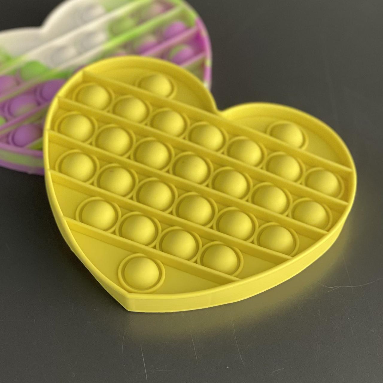 Іграшка антистрес "Поп іт", серце, жовтий, однотонний, Игрушка "Pop it", фото 1