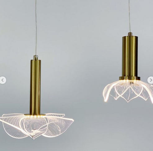 Підвісні світильники у вигляді квітів з пелюстками з акрилу з вбудованими світлодіодами діаметром 15см і 18см, фото 1