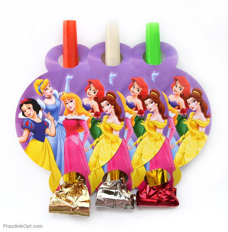 Язички з декором "Діснеївські Принцеси", 6 шт, Набор дудочек "Принцессы Дисней", фото 1