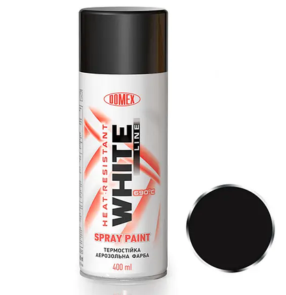 Термостійка фарба Mixon Domex White Line 122 чорна 400мл, фото 1