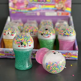 Іграшка слайм "Звірята з пінопластом", з блискітками, мікс, Слайм - лизуны  "Зверьки с пенопластом"