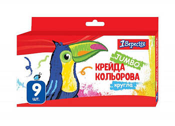 Крейда кольорова 1Вересня 9 шт. JUMBO "Zoo Land" 400447