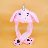 Карнавальная шапка с подсветкой: единорожек с носиком с поднимающимися ушами. PO-337 Цвет: розовый (WS)