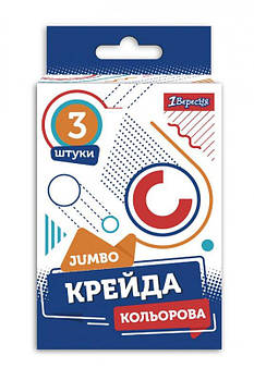 Крейда 1Вересня кольорова JUMBO, 3 шт. "Geometry" 400406