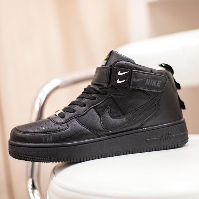 Кроссовки Nike Air Force 1 Черные, Мужские Кожанные Кроссовки ...