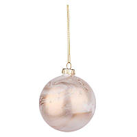 Новогодний шар Novogod'ko, стекло, 8 см, белый, матовый, мрамор 973819