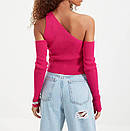 Трендова кофта на одне плече із трикотажу рубчик з вирізами на плечах (р. 42-46) 68KF2010, фото 6