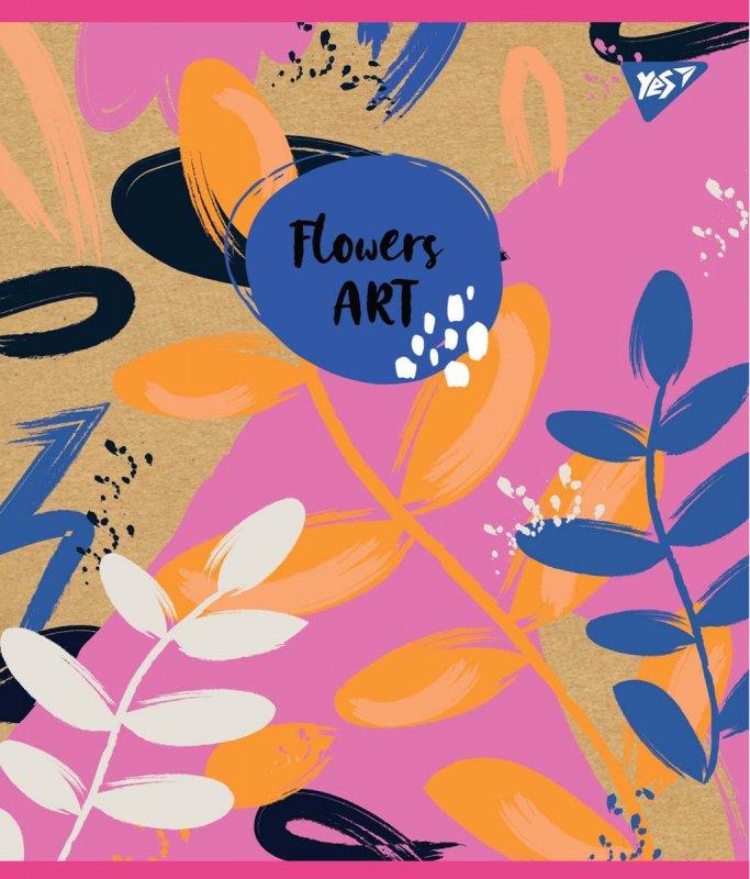 Зошит для записів А5/18 лінія YES "Flowers art" крафт 765090