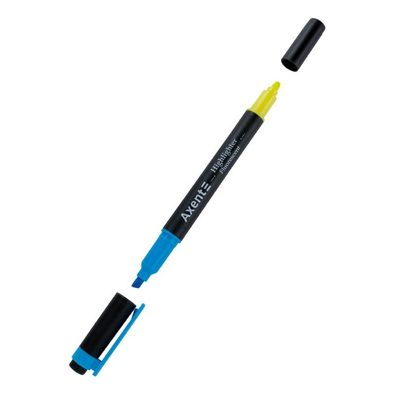 Маркер Axent Highlighter Dual блакитний+жовтий текстовий 627158/2534-02-А