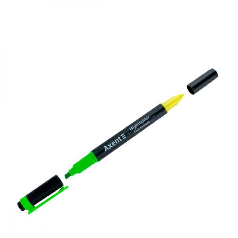 Маркер Axent Highlighter Dual текстовий зелений+жовтий 627159/2534-04-А