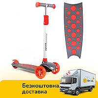 Самокат трехколесный детский (руль 63-80см, подсветка дисков и деки) Best Scooter LK-52003 Красный