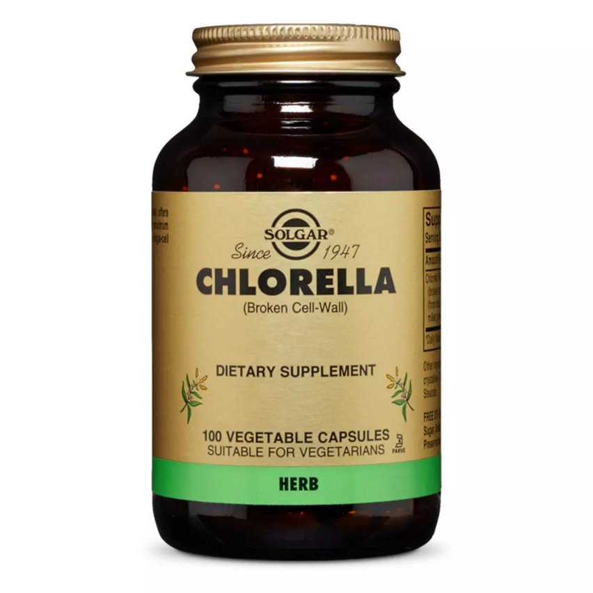 Хлорела, Broken Cell-Wall Chlorella, Solgar, 100 Рослинних капсул