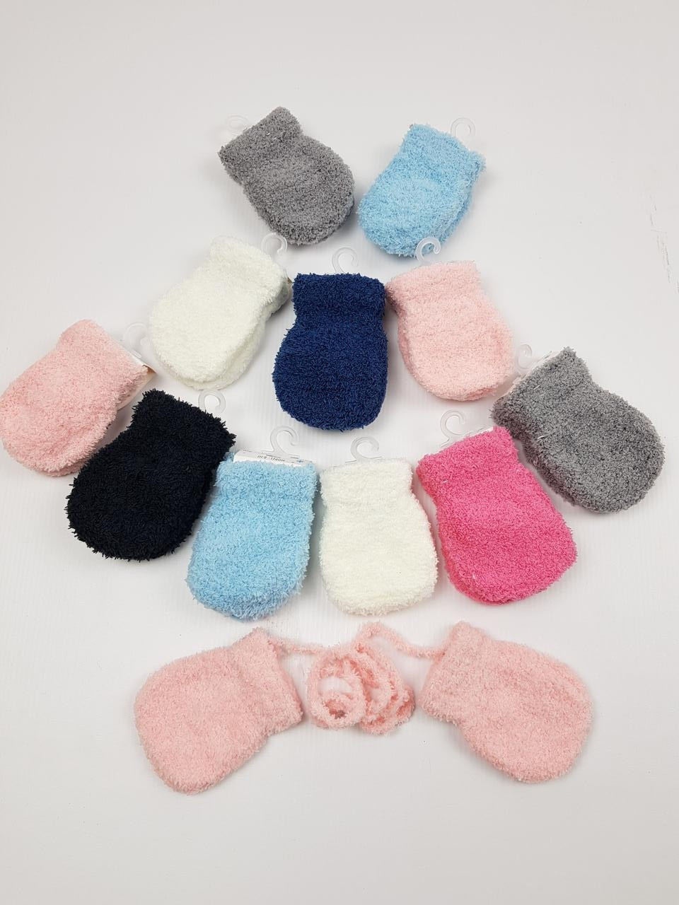 Дитячі польські рукавиці для новонароджених р. 9см (0-3 м) (12 пар набір)