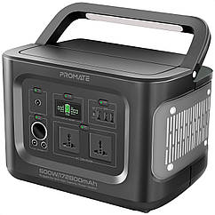 Зарядна станція Promate PowerMine-600 W, 172800 mAh, 622 Wh, 2 розетки 230 V Black