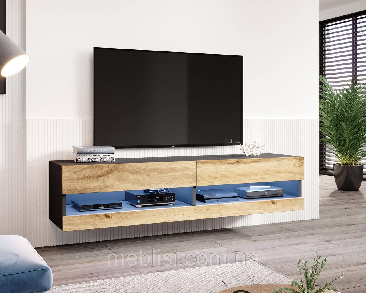 ТБ тумба RTV VIGO NEW 180 (дуб вотан / чорний) (CAMA)
