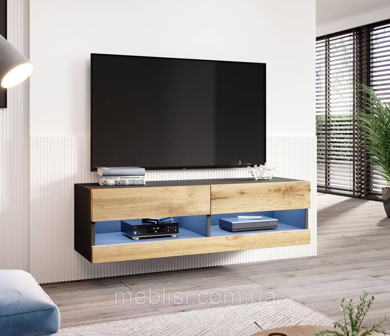 ТБ тумба RTV VIGO NEW 140 (дуб вотан/черний) (CAMA)