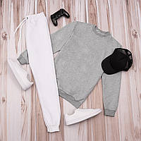 Чоловічий Костюм Спортивний хлопцю весна-літо-осіньСірий світшот плюс білі брюки спортивні на резинці Допоможемо Підібрати розмір