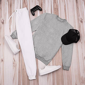 Чоловічий Костюм Спортивний хлопцю весна-літо-осіньСірий світшот плюс білі брюки спортивні на резинці Допоможемо Підібрати розмір