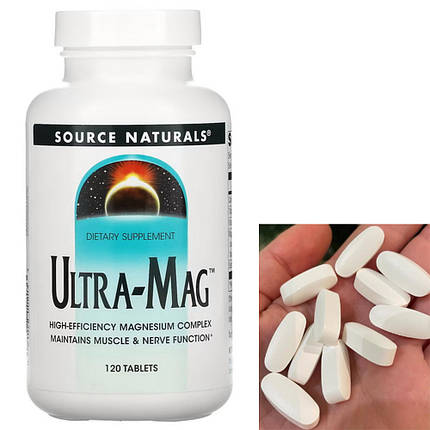 Магній В6 Source Naturals Ultra-Mag 120 таблеток, фото 3