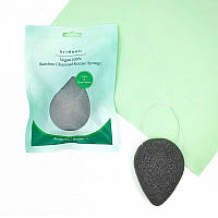 Спонж конняку с древесным углем GriMunic Vegan 100% Bamboo Charcoal Konjac Sponge