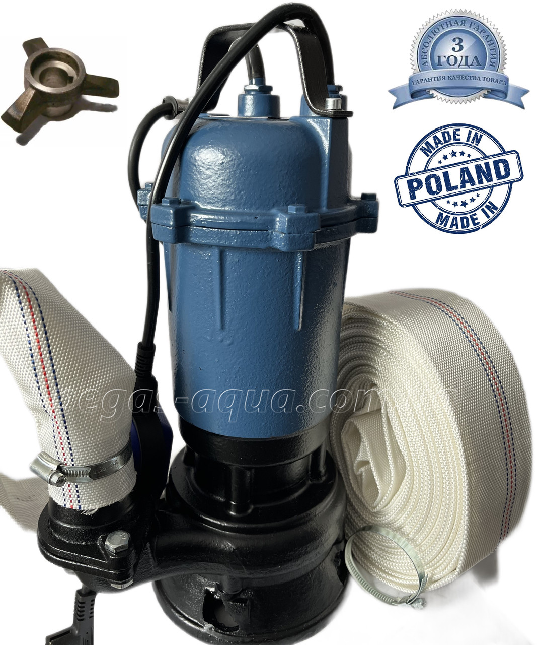 Фекальний насос FORWATER 2.5 кВт з ножем + шланг 20 м (комплект) гарантія 3 роки, фото 1