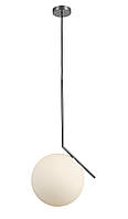 Подвесной светильник с белым матовым плафоном шар на 1 лампу Е27 Levistella 9163816-1 CR+WH