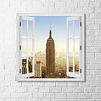 Вигляд з вікна Empire State Building Картина з Емпайр-Стейт-Білдінг Вигляд на хмарочоса Картина вікно з пейзежем Полотно
