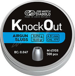 Кулі JSB Diabolo KnockOut Slugs 0,65 гр 4,51 мм (500 шт.)