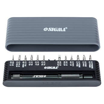 Викрутка + біти 1/4" 24 шт CrV для мобільних телефонів (пласт. кейс) SIGMA (4003251)