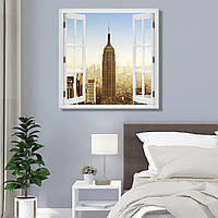Вид з вікна Empire State Building Картина з Емпайр-Стейт-Білдінг Вид на хмарочоса Картина вікно з пейзежем Полотно M:40x60