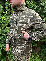 Куртка армейская нейлоновая пиксель ВСУ. Тактическая куртка с велкро панелями водоотталкивающая ткань