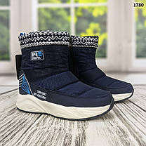 Чоботи дутики підліткові для хлопчика сині на овчині на пінковій підошві, фото 2