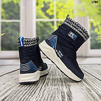 Чоботи дутики підліткові для хлопчика сині на овчині на пінковій підошві, фото 5