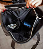 Жіноча сумка-шопер CLASSIC чорна текстурна на плече з екошкіри, фото 4
