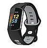 Силіконовий ремінець Primolux Sport для фітнес браслета Fitbit Charge 5 / Charge 6 - Black&Grey / розмір М, фото 3
