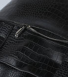 Жіноча сумка-шопер CLASSIC чорна крокодил на плече з екошкіри містка, фото 4