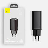 Потужний зарядний пристрій 65W Baseus GaN2 Lite Quick Charger усі протоколи швидкої зарядки USB-A/Type-C Black, фото 9