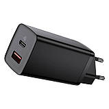 Потужний зарядний пристрій 65W Baseus GaN2 Lite Quick Charger усі протоколи швидкої зарядки USB-A/Type-C Black, фото 2