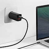 Потужний зарядний пристрій 65W Baseus GaN2 Lite Quick Charger усі протоколи швидкої зарядки USB-A/Type-C Black, фото 6