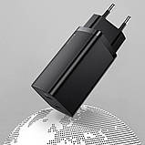 Потужний зарядний пристрій 65W Baseus GaN2 Lite Quick Charger усі протоколи швидкої зарядки USB-A/Type-C Black, фото 7